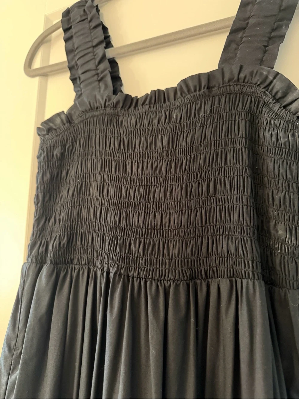 Abercrombie & Fitch Black Smocked Maxi Dress with Ruffled Straps